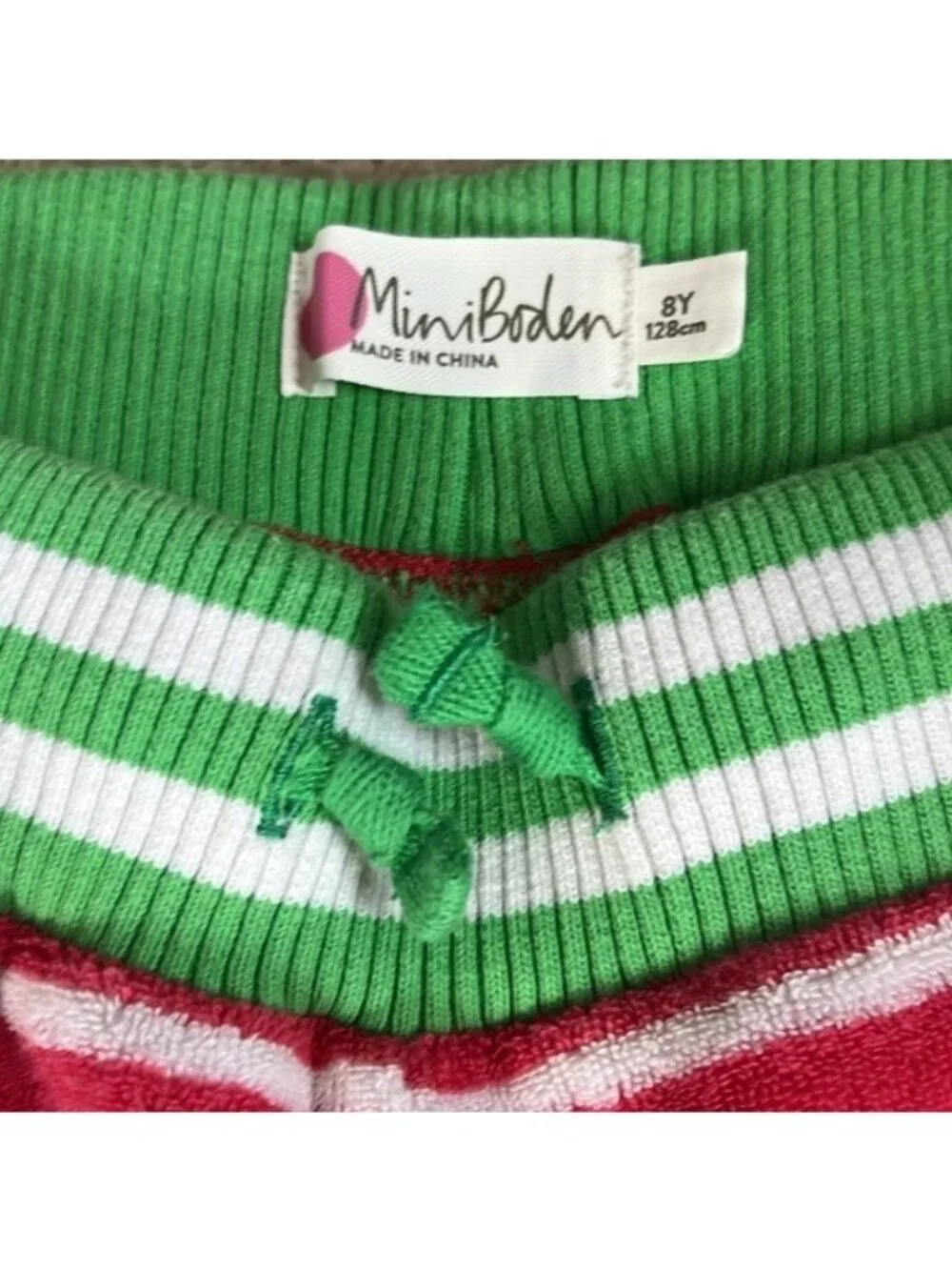 Mini Boden Kids Terry Striped Pool Cover Up Lounge Pants Size 8Y Red